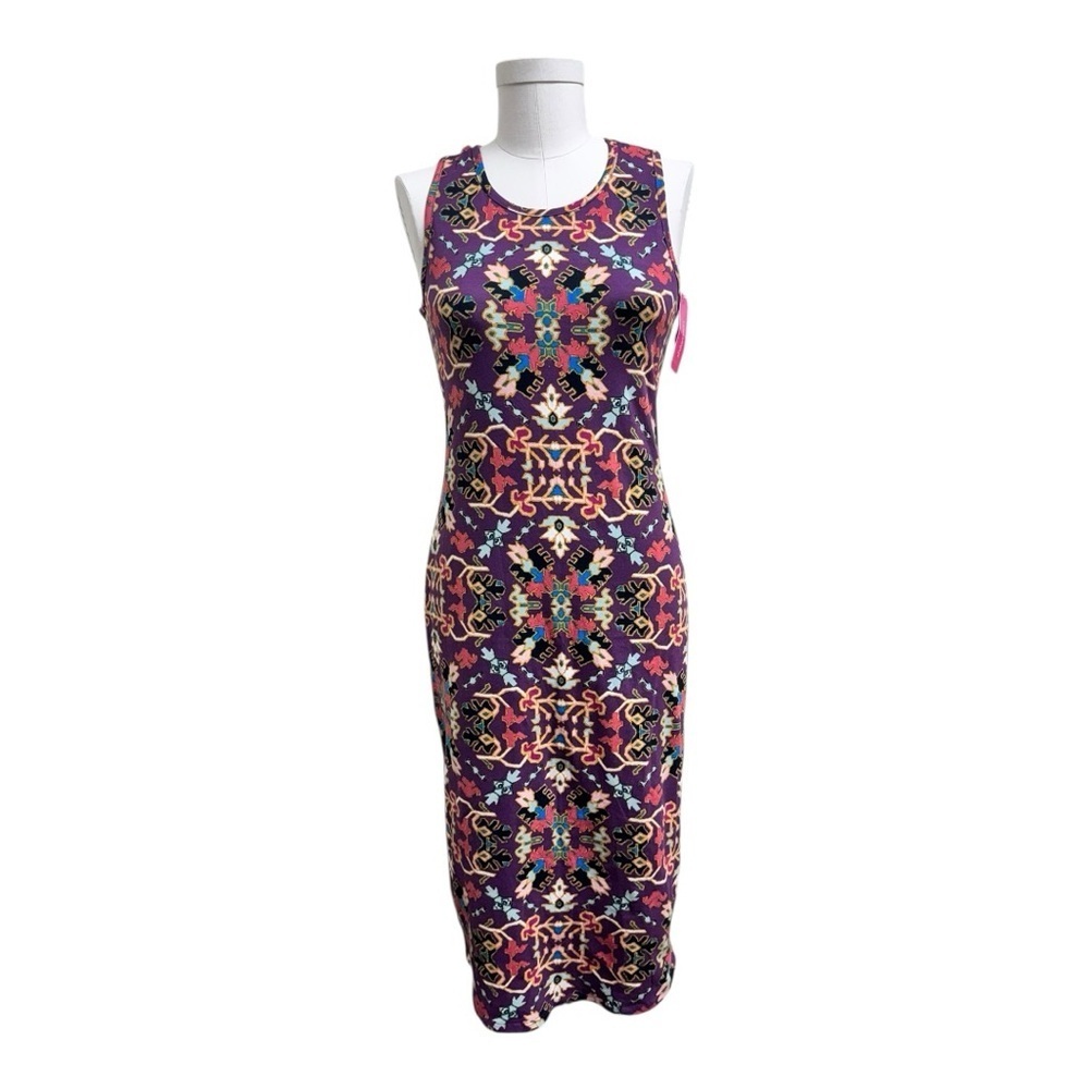 NWT Adorable knit midi tank dress in purple print sundress, ikat, bodycon, sexy